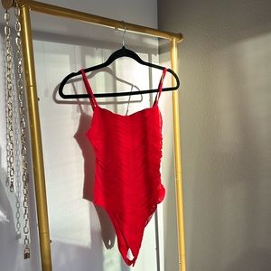 Red SUPERDOWN bodysuit